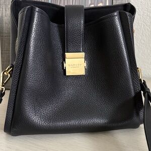 Radley London Black Leather Shoulder Bag with Gold Accents